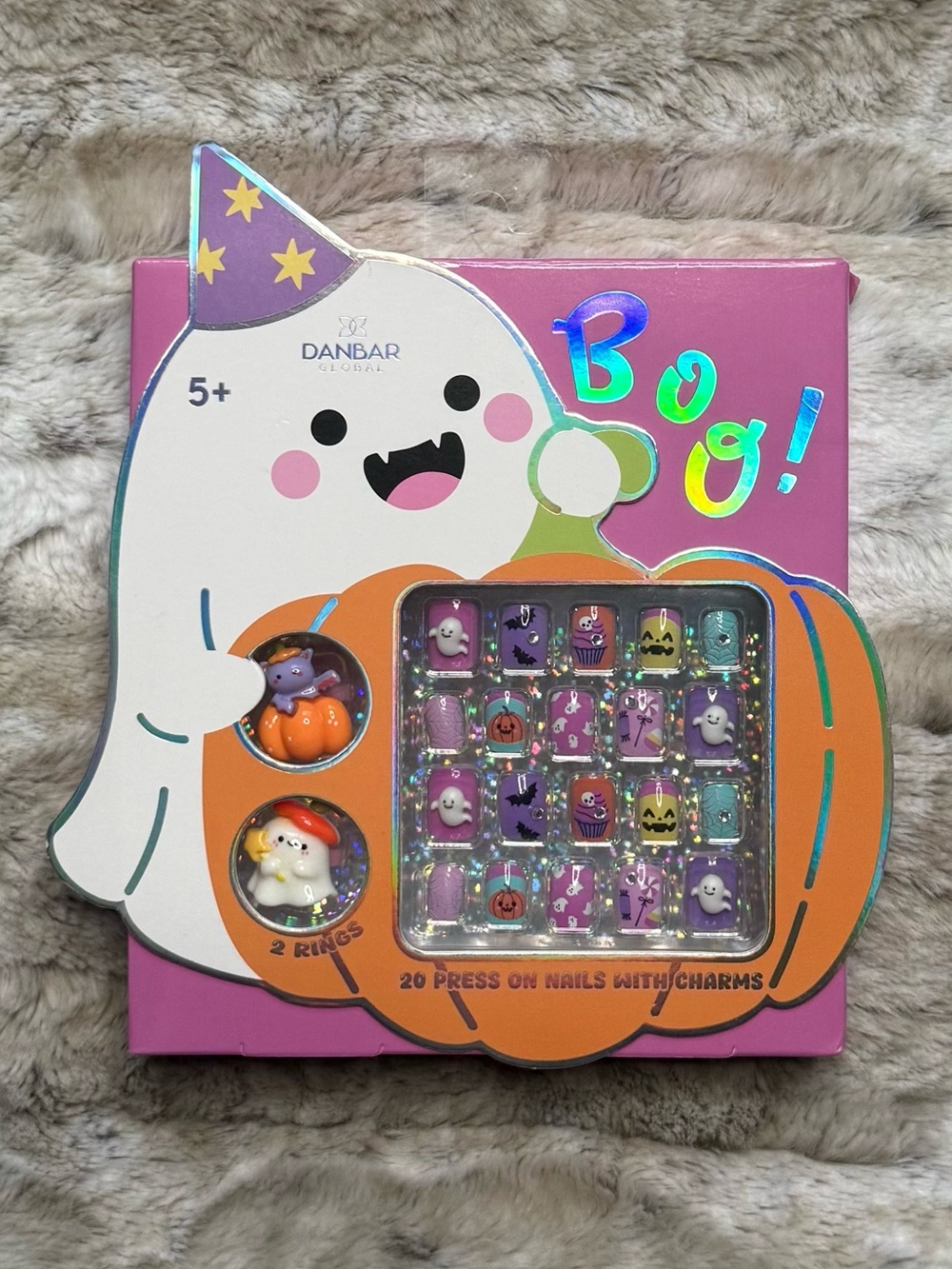*NWT* Danbar Global Kids Halloween Press-On Nails with Charms and Rings